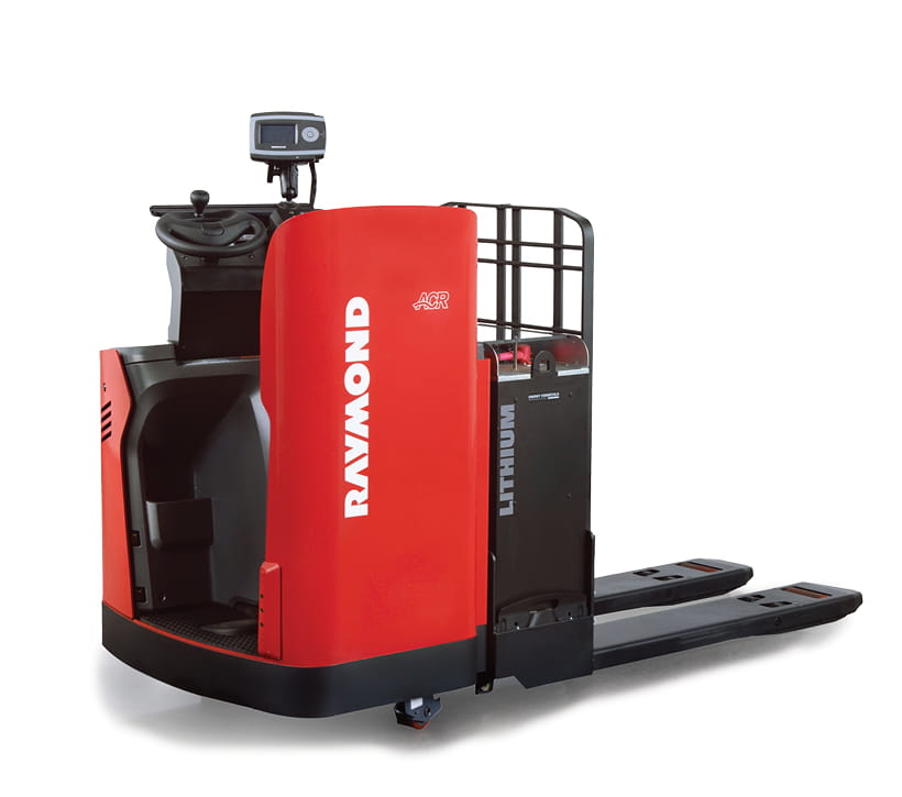 Raymond 8910 End Rider Pallet Truck, red, beauty shot