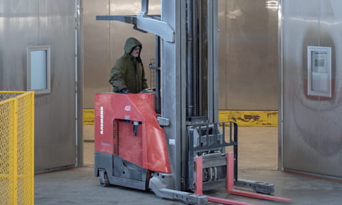 high capacity reach truck, cold storage, refrigerated storage